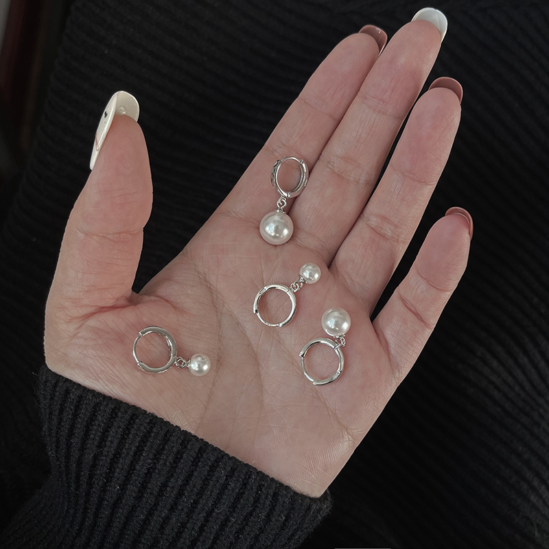 进口施家珍珠雕花耳扣92纯银