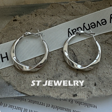 轻奢】素圈莫比乌斯大耳环 通体925纯银重工耳圈中号加粗耳坠女