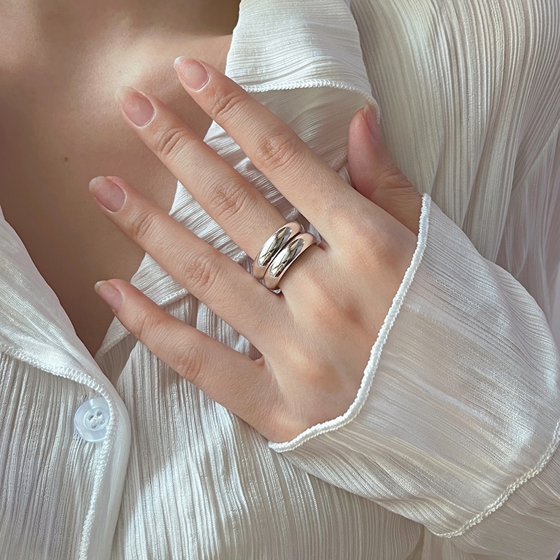 泥鳅背实心999纯银戒指素圈情侣简约宽光面闭口大码男指环叠戴女
