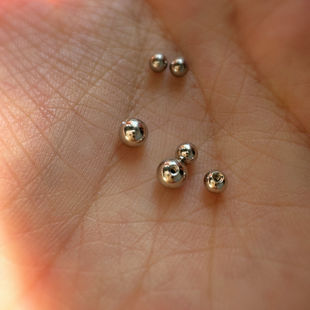 螺丝耳堵S925纯银螺纹耳钉专用配件3mm和4mm小球耳塞