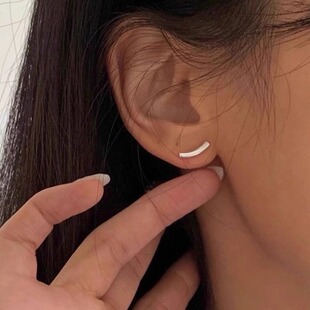 极简弧形耳钉】通体925纯银简约时尚迷你小耳环 精致可爱耳饰女