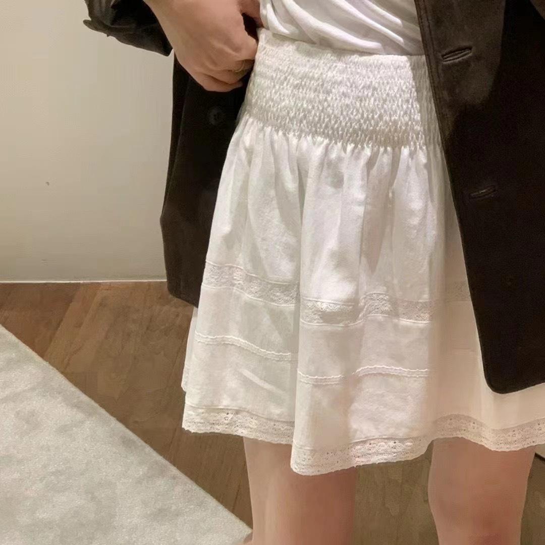 【特价不退换】/韩国东大门同款OUNCE松紧腰打揽花边蕾丝短裙韩系