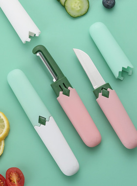 2025新款便携瓜果削皮刀套装厨房家用易携带刮皮器二合一削皮刀