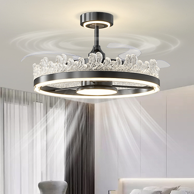 风扇灯意式极简新款餐厅吊灯高端护眼轻奢卧室灯静音大风力电扇灯