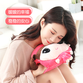 泉力充电式 防爆热水袋暖手宝电暖宝宝暖水袋毛绒卡通暖宫可拆洗