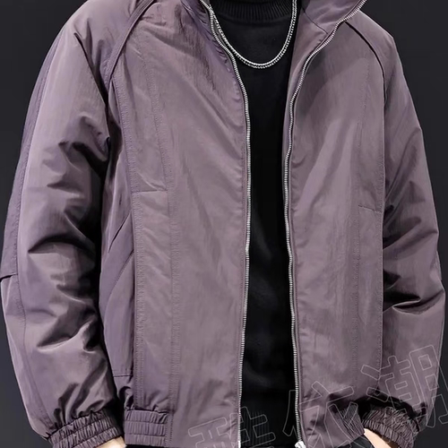 MR.MUDI/穆迪先生美式立领羽绒服男短款灰色拉链潮牌休闲外套