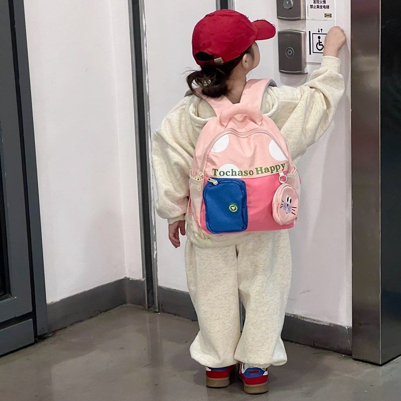 男女童撞色轻便迷你手提小背包儿童宝宝洋气外出百搭时尚双肩书包