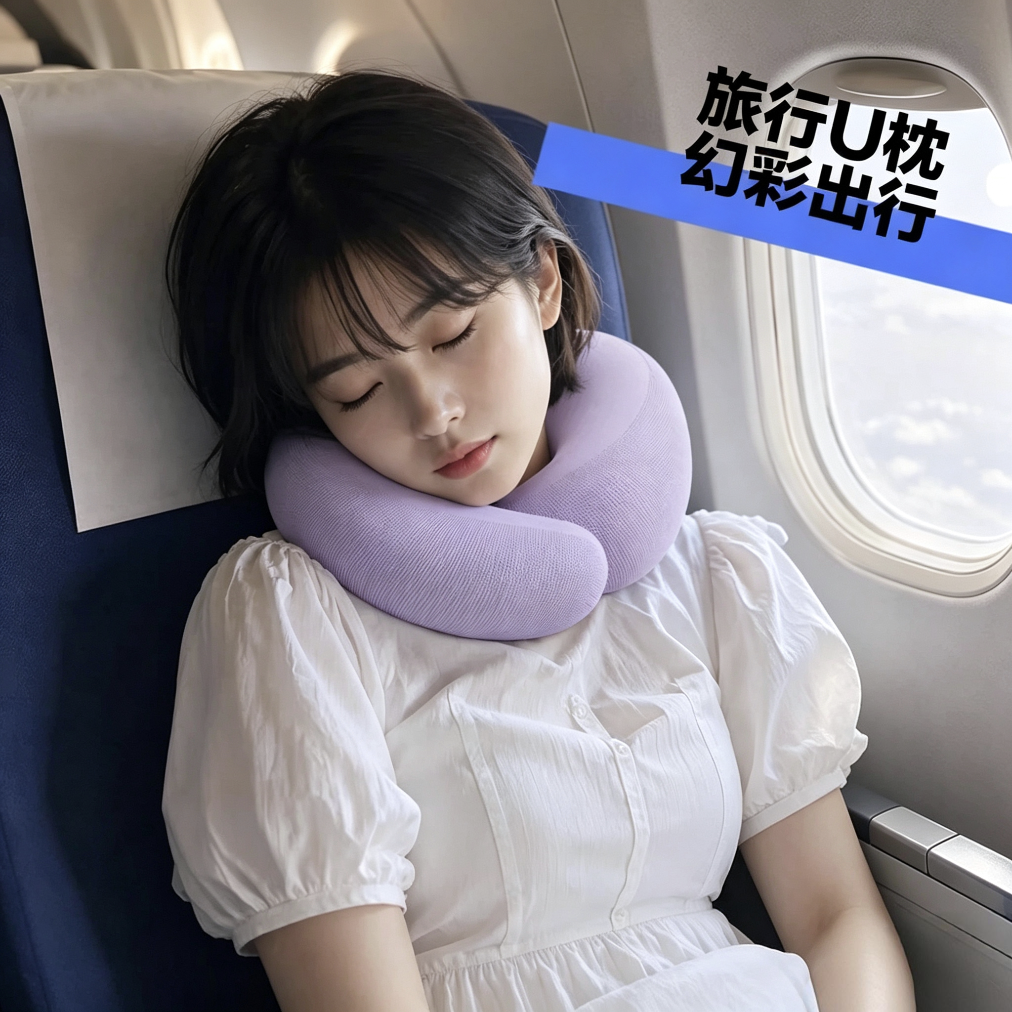 记忆棉魔术贴便携U型护颈枕