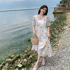 法式甜美减龄森系碎花连衣裙女2025夏季新款韩版宽松显瘦茶歇长裙图片