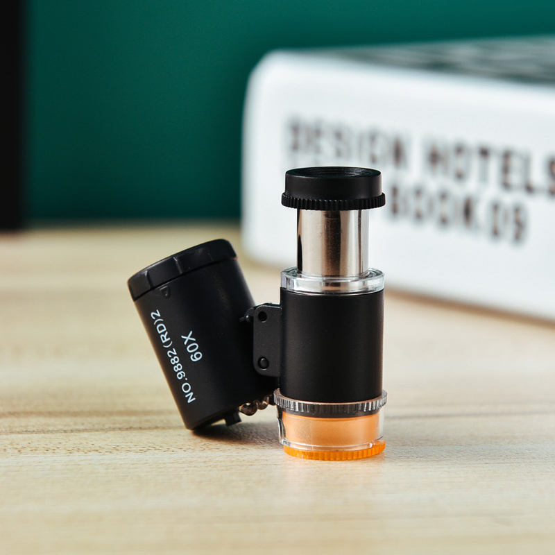 60倍便携放大镜冷暖3个LED灯荧光银元珠宝纺织印刷邮币鉴定显微镜