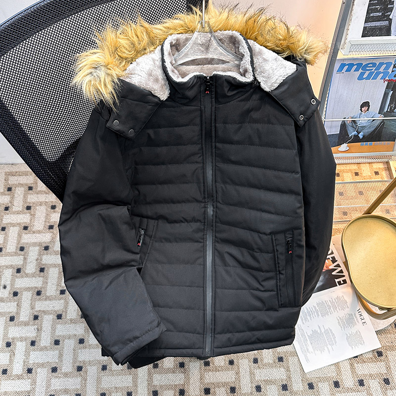 毛领连帽短款羽绒棉服男女冬季cleanfit哈灵顿面包服夹克棉袄外套