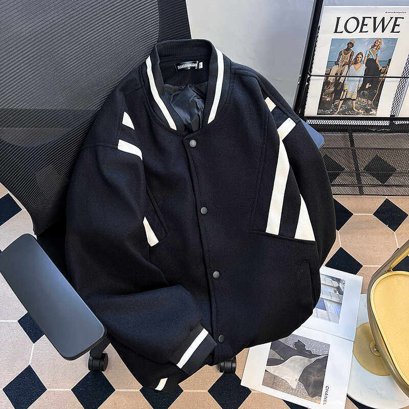 美式vintage拼接飞行员夹克外套男装高街潮牌运动棒球服宽松休闲