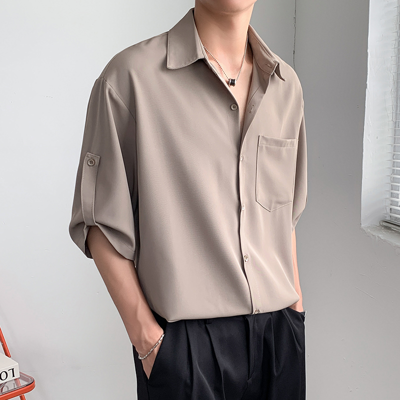 潮流痞帅衬衣2022夏季冰丝高级感