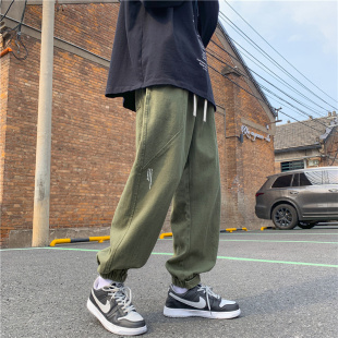 潮流运动裤 男秋冬季 休闲长裤 美式 子 日系复古束脚工装 宽松百搭裤 裤