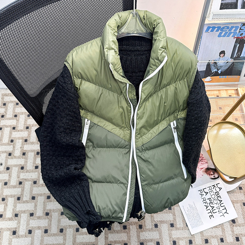 羽绒棉马甲男士保暖秋冬季轻薄坎肩立领加厚无袖外穿拼色马夹外套