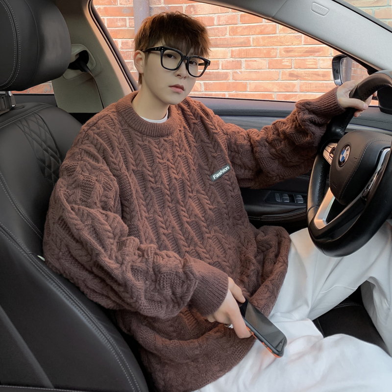 麻花加厚针织毛衣男女款