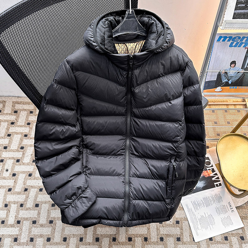 2025年冬季男士连帽羽绒棉衣外套轻薄保暖简约户外加厚面包服棉衣