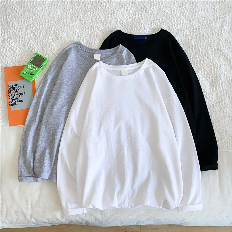秋季纯棉圆领长袖t恤网红insbf上