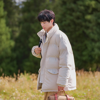 2025年新款米白色灯芯绒立领棉服男女秋冬加厚保暖面包服棉衣外套