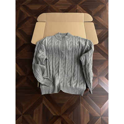 老钱风半拉链麻花纹提花长袖毛衣男款秋冬季加厚针织衫打底毛线衣