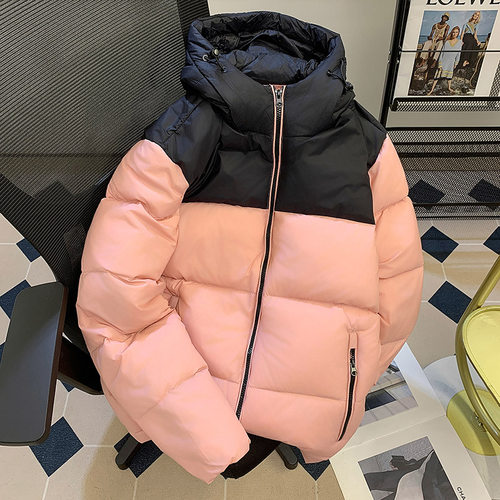 羽绒服男短款2025冬季面包服户外防水时尚连帽鸭绒保暖拼接外套潮