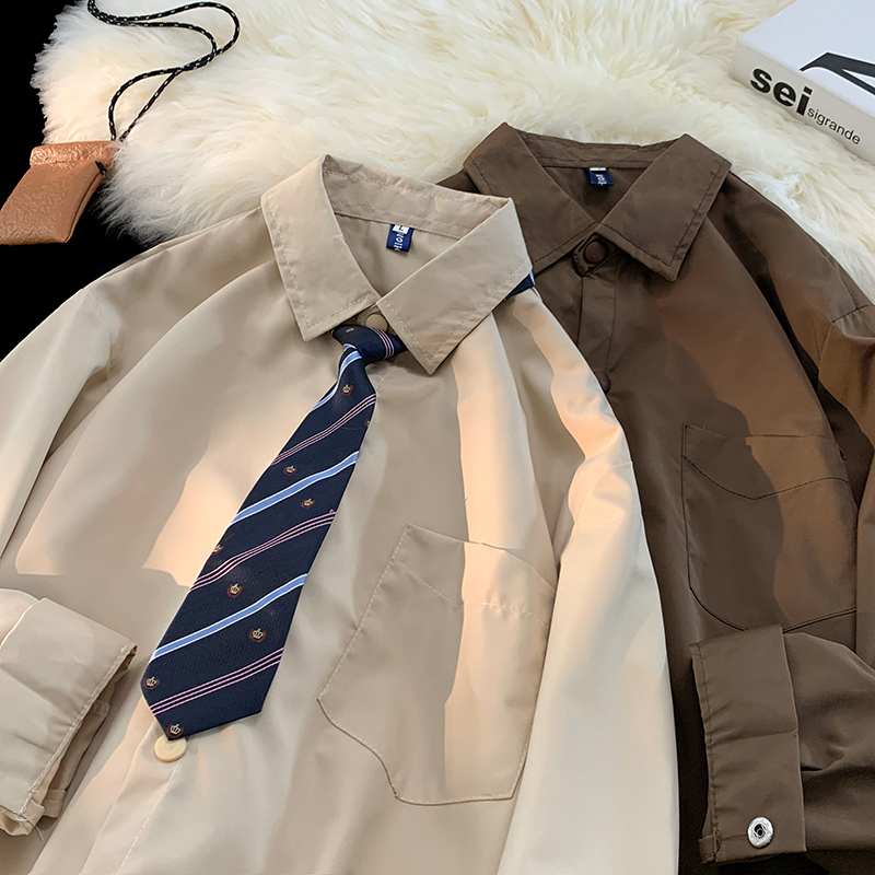 潮牌bf工装衬衫日系港风复古