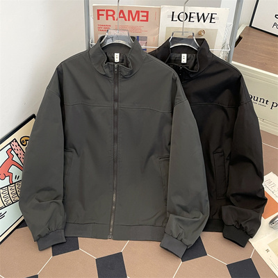 秋季通勤三防短款立领夹克男装cleanfit宽松纯色飞行员工装外套潮