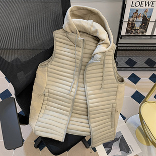 摇粒绒棉衣连帽马甲男款冬季无袖轻便保暖防风马夹坎肩背心外穿潮