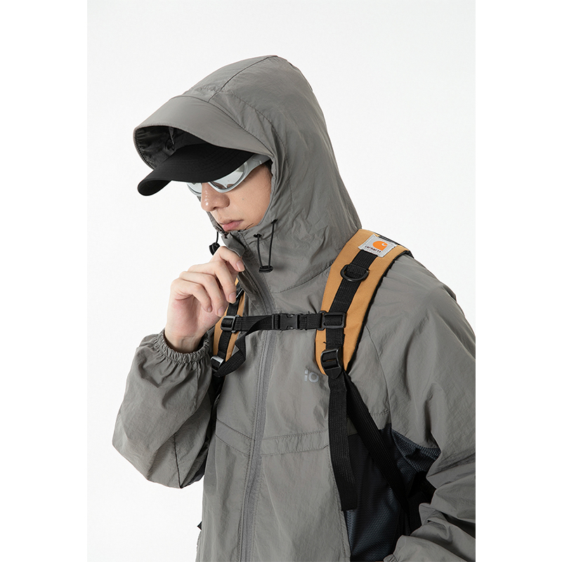 户外机能风防晒冲锋衣外套男女薄款冰丝运动登山服连帽防晒服速干