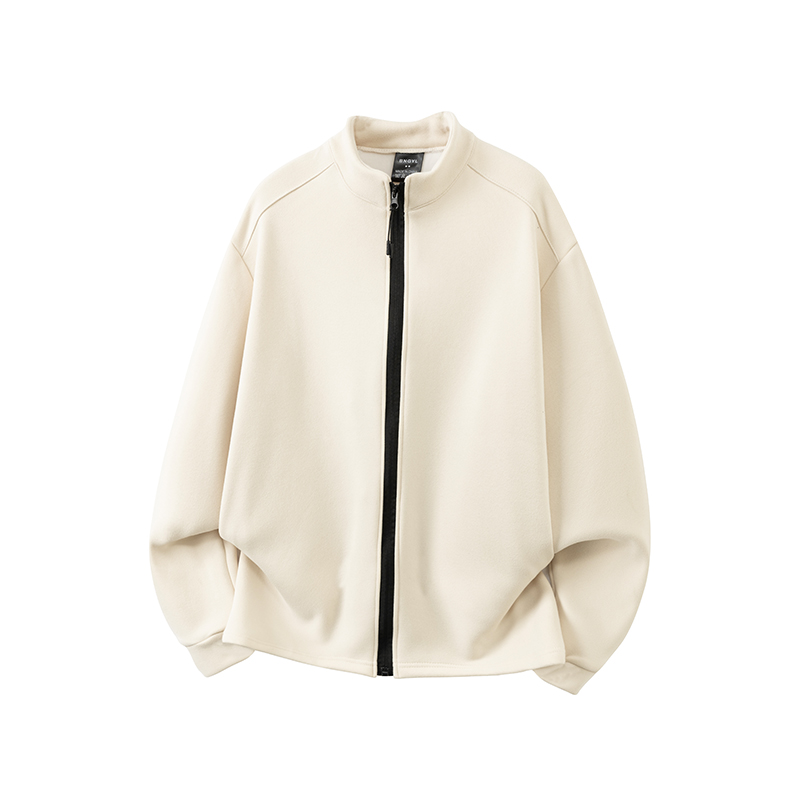 内搭双面德绒立领开衫卫衣男生冬季简约宽松纯色保暖运动打底外套