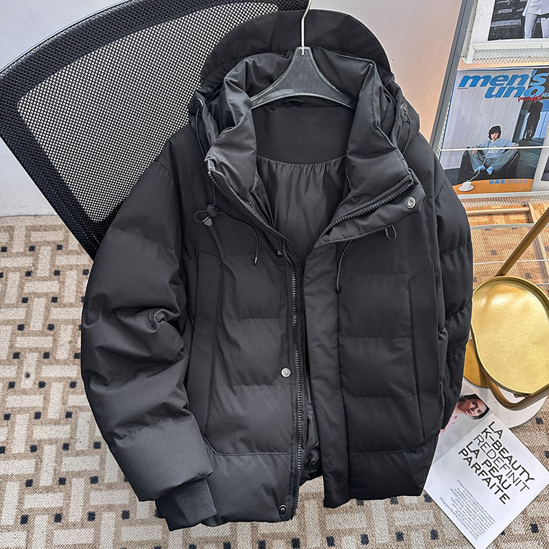 假两件羽绒棉服男女外套通勤2025冬季新款加厚保暖棉袄连帽面包服