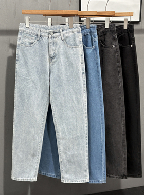 cleanfit街头复古浅蓝色牛仔裤男女小众宽松休闲直筒拖地裤子青年