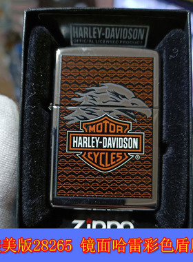 全新原装正品Zippo芝宝11年美版28265镜面哈雷彩盾标志鹰标志火机