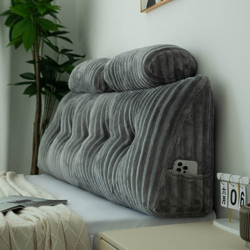 兔绒床头靠垫软包三角榻榻米大靠背垫网红卧室床上看手机护腰靠枕