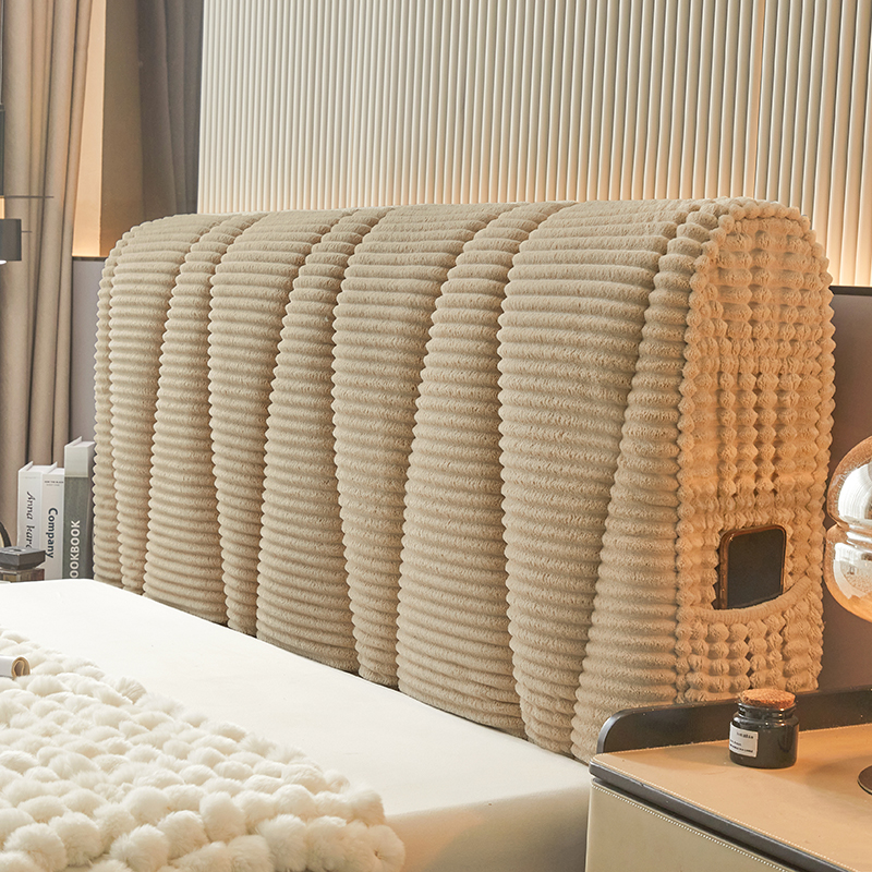 床头套罩兔兔绒加厚夹棉日式高档卍能床头软包靠背保护防尘套罩布