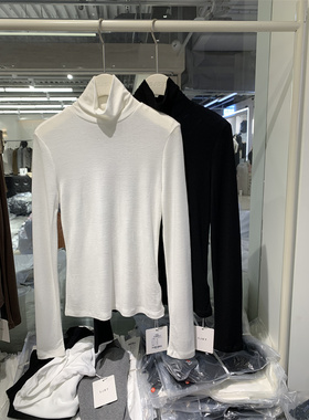 SJBY高领天丝羊毛打底衫女2024年秋冬新款简约百搭长袖上衣 69131