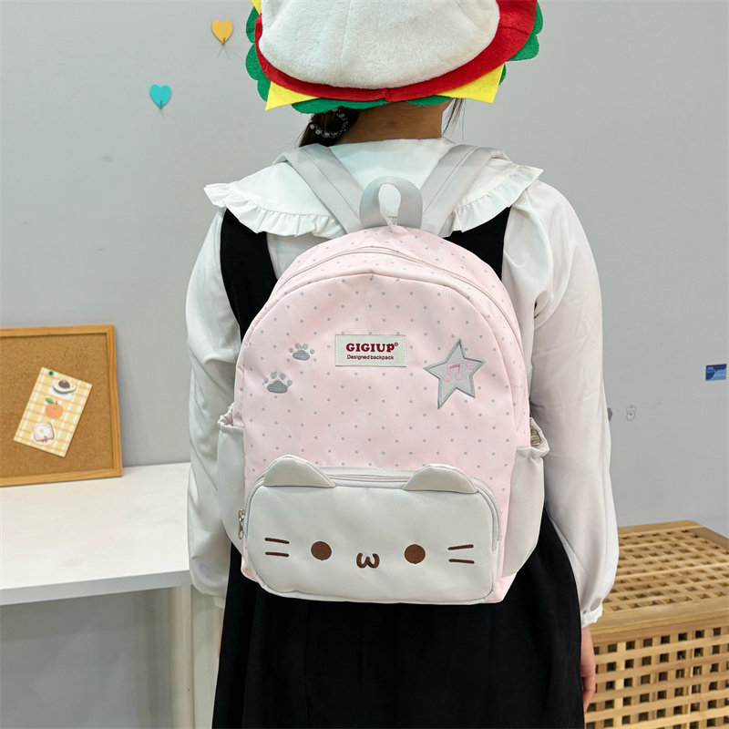 吉吉向上原创正品波点星星音符猫双肩包大容量高颜值学生书包