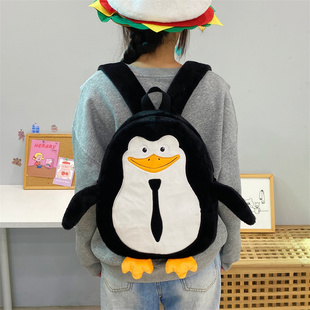 吉吉向上原创高雅企鹅双肩包抽象可爱卡通萌物包包毛绒可爱包包