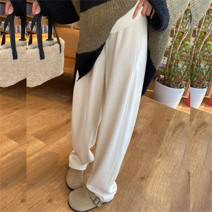 托腹阔腿裤 大码 宽松休闲拖地长裤 窄版 雪尼尔孕妇裤 弯腿裤 秋冬新款