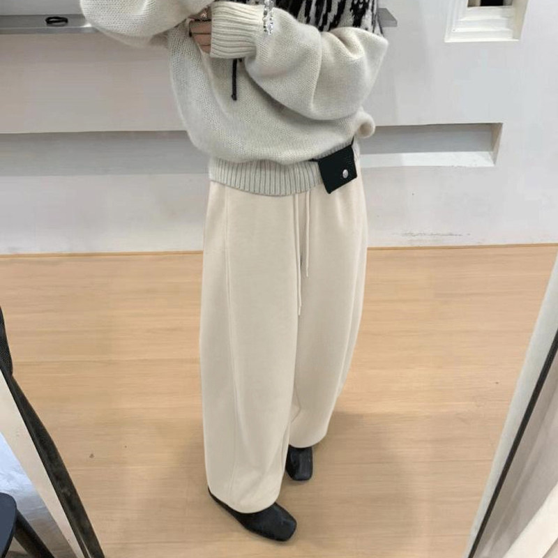 温柔风孕妇裤子春秋款百搭阔腿裤孕妇休闲裤