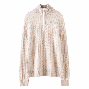 2025秋冬新款女羊绒100纯羊绒半高领半拉链套衫保暖羊绒上衣长袖