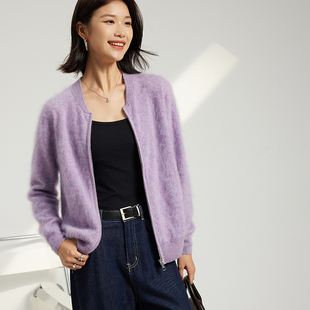 云朵触感拉链开衫稀有羊绒拉绒开衫100纯山羊绒毛衣女秋冬外套