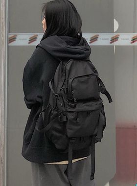 日系暗黑双肩包男大容量ins潮流工装运动学生书包女电脑旅行背包