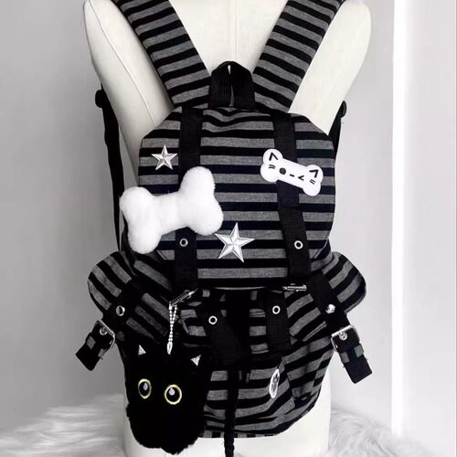 亚比骨头猫爪小猫机能复古双肩包