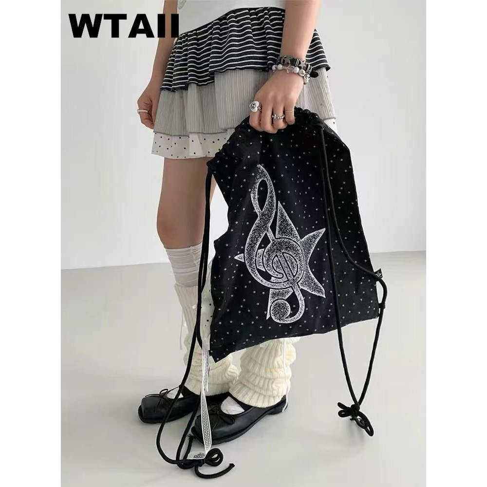 atrandom 音符波点印花休闲束口抽绳双肩包