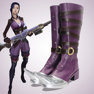 cosplay鞋英雄联盟双城之战凯特琳cos鞋定做增高大码漫展来图定制