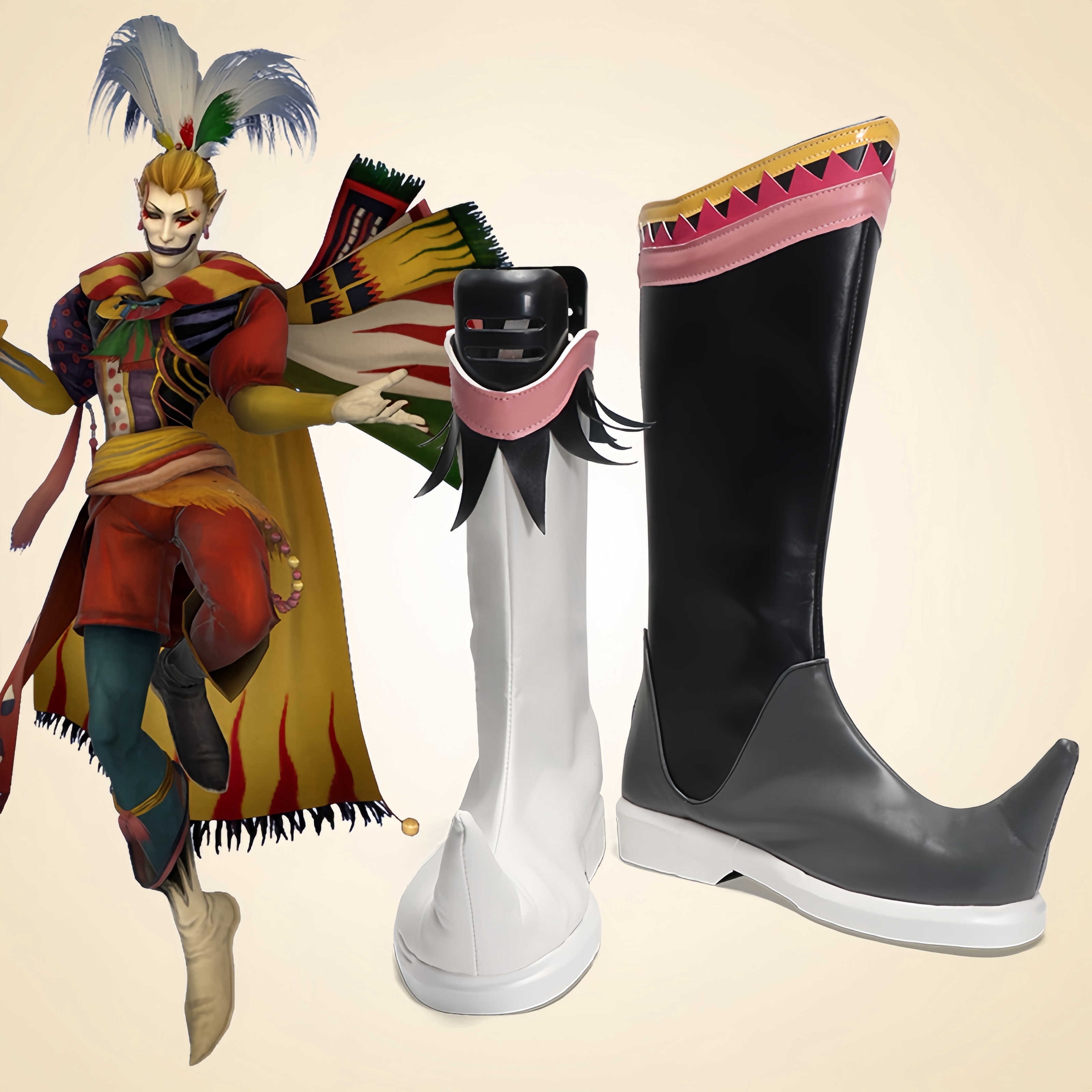 cosplay鞋 FF14最终幻想F小丑王凯夫卡kefka cos鞋定制大码动漫鞋