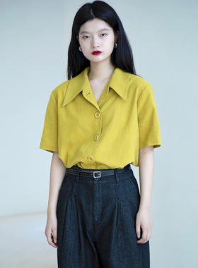 TLonely1 marginal man 复古宽松短袖开衫衬衣/实际颜色会暗一点