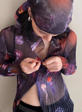 T Lonely1压褶衬衣 花衬衣