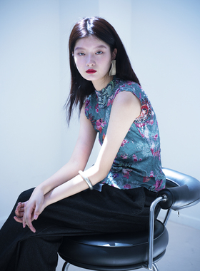 TLonely1 marginal man 特殊褶皱工艺修身印花小高领背心套头t恤